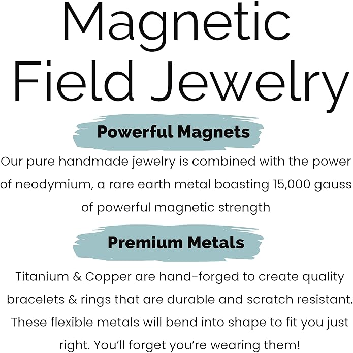 Earth Therapy Minimalist Design Magnetic Field Cuff Bracelets for Men & Women - Ultra Strength - Adjustable
