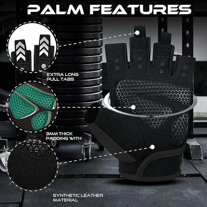 BEAST RAGE Workout Gloves for Men & Women - Fingerless Gym Gloves with Palm Protection, Breathable & Lightweight for Weightlifting, Cycling & Pull Up