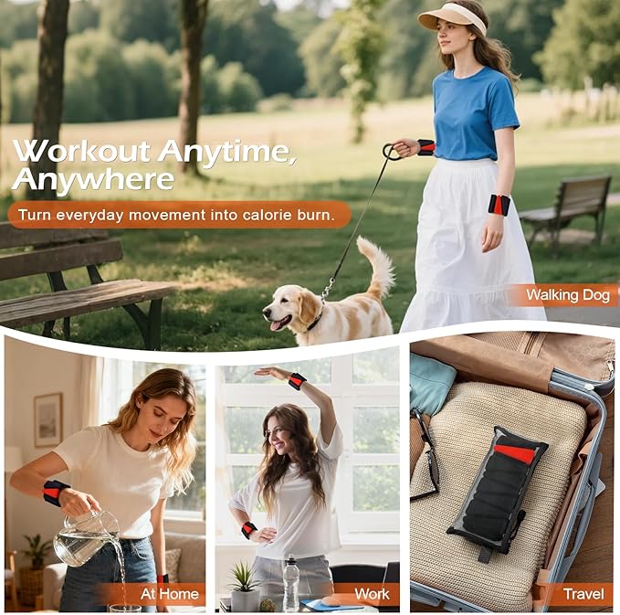 Wrist Ankle Weights for Women & Men, 2lbs/4lbs Adjustable Weighted Bangles to Boost Calorie Burn & Strength, Arm & Leg Weights for Pilates, Yoga, Walking, Barre, Gym & Home Workout