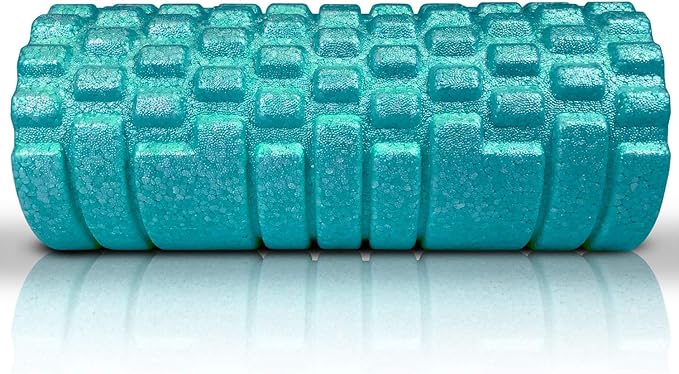 High Density Foam Roller Massager for Deep Tissue Massage of The Back and Leg Muscles - Self Myofascial Release of Painful Trigger Point Muscle Adhesions - 13" Turquoise