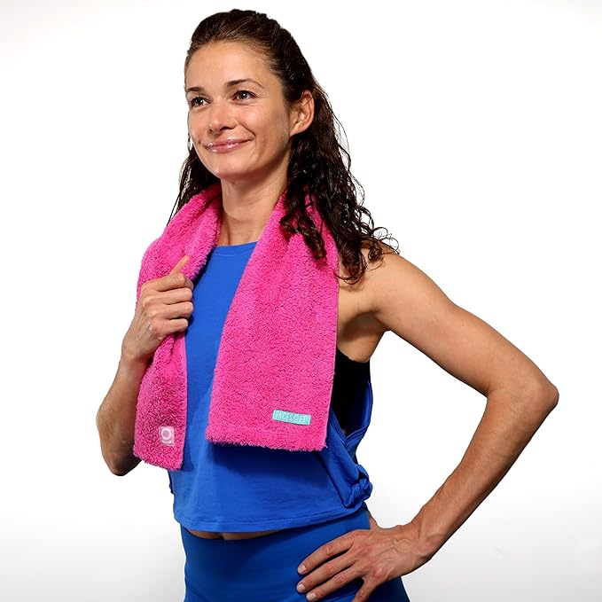 FACESOFT Eco Friendly Gym Towel for Working Out - Soft and Absorbent Cotton Exercise - No Synthetic Microfibers or Plastics - Sweat Towel for Gym, Fitness, Sports, Yoga - Pink - 1 Pc