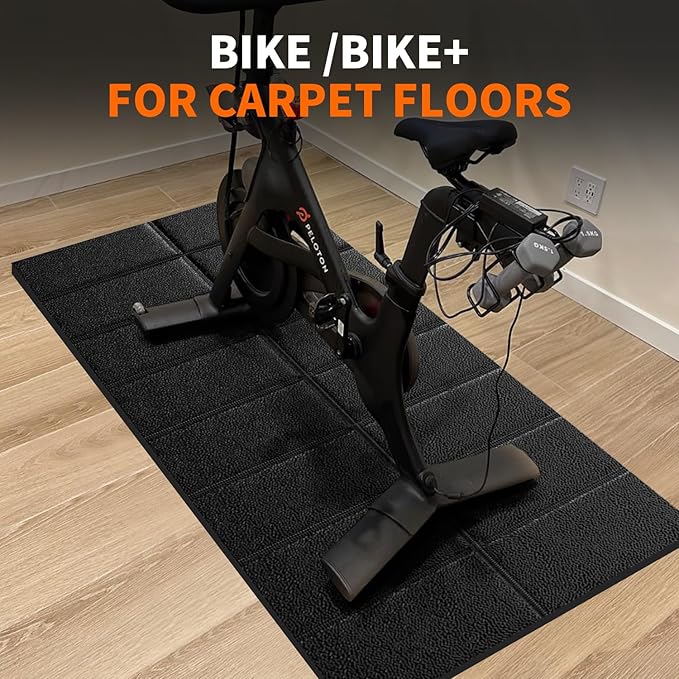 Mat for Exercise Bike Treadmill Walking Pad on Carpet 63x30,Compatible with Peloton, 1/4" Indoor Bike Trainer Mat for Hardwood Floors, Spin Stationary Bike, Equipment Stability, Noise Shock Absorption