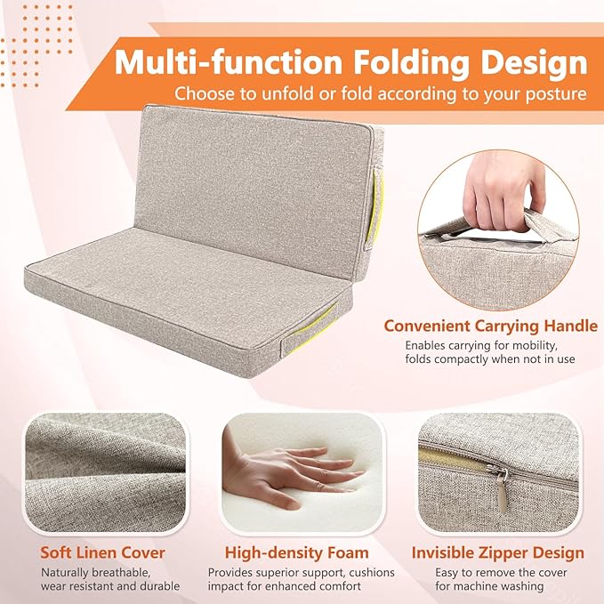 Rectangular Yoga Bolster Pillow Foam Wedge Meditation Floor Pillow for Adults, Large Meditation Cushion Floor Seat, Yoga Pillow Cushions for Sitting, Meditation, Outdoor