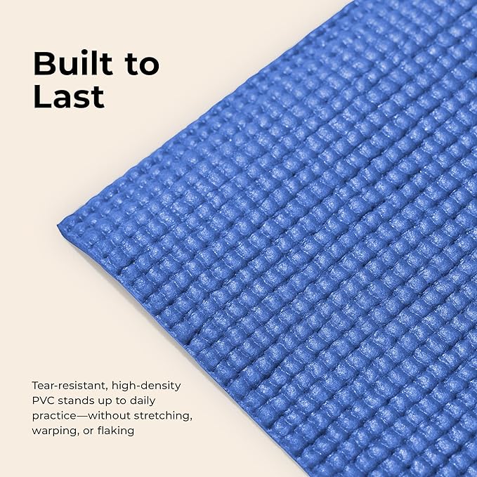 Sunny Health & Fitness Non-Slip Yoga Mat – Durable, Anti-Tear, Lightweight, Cushioned Support for Yoga, Pilates, Stretching Exercises, Meditation and Floor Workouts | Multiple Sizes & Colors