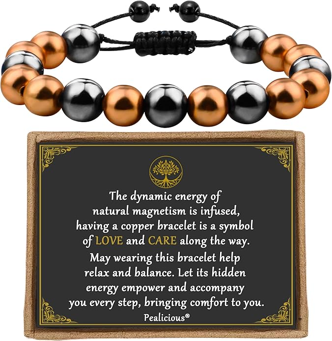 Copper Bracelet for Women and Men, Copper Magnetic Bracelet with 3500 Gauss Magnet Beads as Birthday Gifts, Hematite Jewelry Pulsera De Cobre para Mujer for Parents Anniversary Jewelry Gift