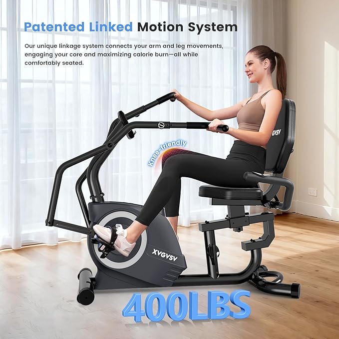 Recumbent Exercise Bike, Recumbent Stationary Bike for Home, Recumbent Bike with 400LB Weight Capacity Whisper-Quiet 16 Levels Magnetic Resistance Heart Rate and Multi-Function LCD Comfortable Seat