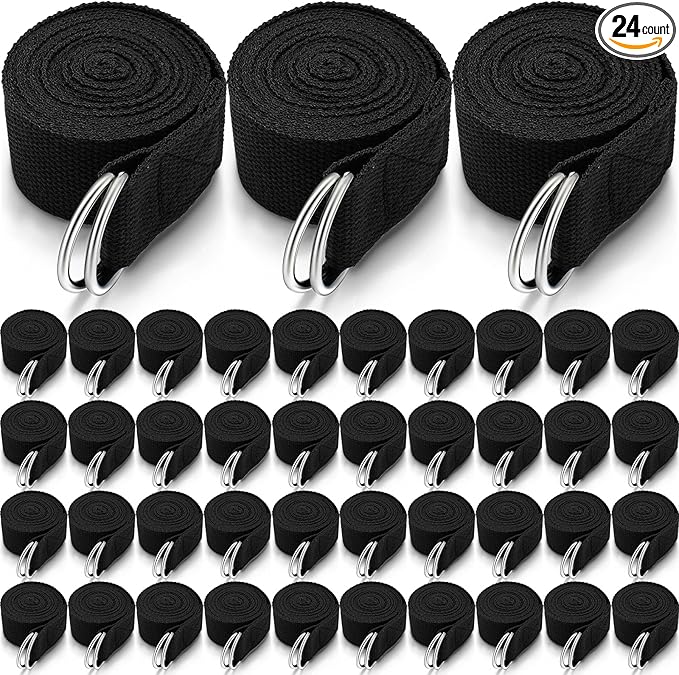 Leyndo Yoga Strap Stretching Pilates Exercise Adjustable Straps 6 ft Non Elastic Yoga Belt with Adjustable D Ring Buckle for Pilates Gym Workouts Fitness