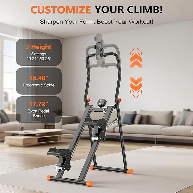 EPHESPORT Stair Stepper for Home Gym, 2.0 Stair Climber Machine with 3-Level Adjustable Resistance, Non-Slip Pedals, Digital Monitor & Phone Holder, Full-Body Cardio Workout Equipment for Women & Men