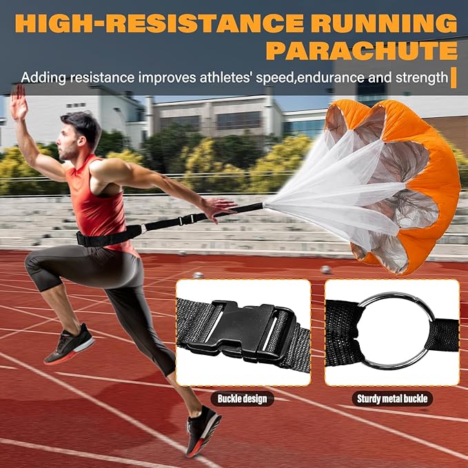 Soccer Agility Training Equipment Set, 20ft Speed Ladder, 12 Soccer Cones, 4 Hurdles, Running Parachute, Jump Rope, Basketball Football Soccer Training Equipment
