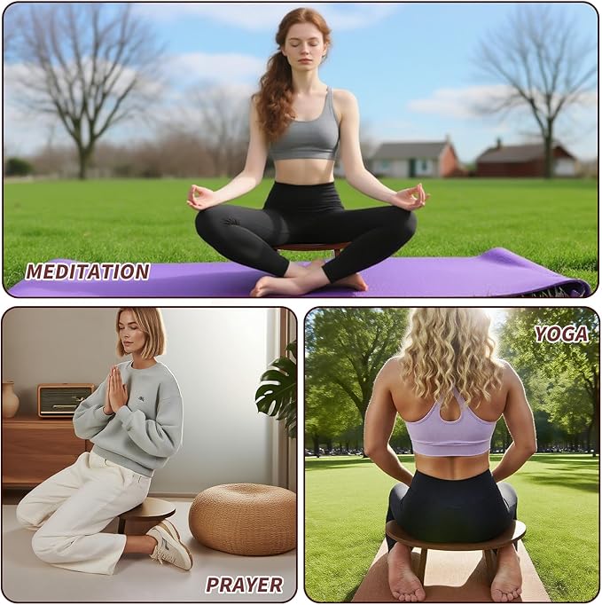 Meditation Bench - Ergonomic Kneeling Stool for Yoga & Prayer, Portable Floor Seating for Home, Office, Travel | Zen & Mindfulness