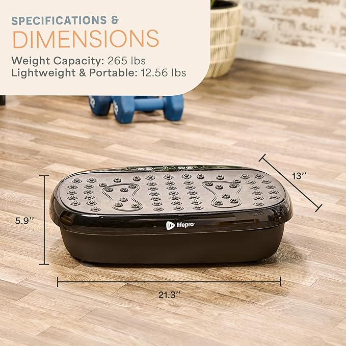 Lifepro HexaPlate Lite Vibration Plate Exercise Machine with Magnetic Acupoints - Full Body Vibration Platform for Beginners and Recovery - Lymphatic Drainage Massager for Muscle Toning and Fitness