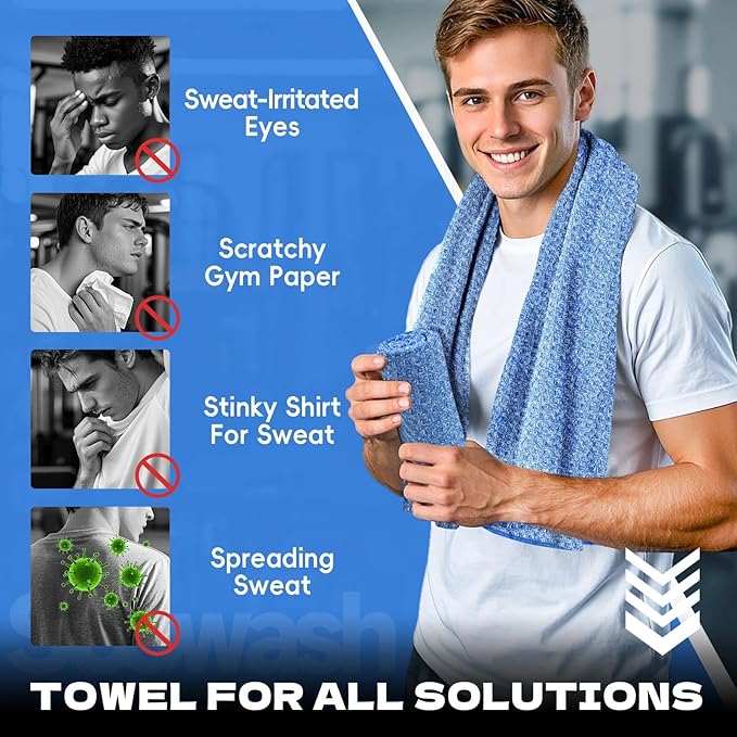 Microfiber Gym Towels for Showering Working Out Quick Dry Negative ions Large Middle Small Sizes Lightweight Gym Towel for Men Women Tennis Sports Towels for Body Hot Yoga Fitness Essentials