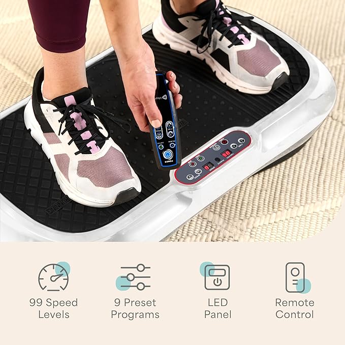 Lifepro Waver Vibration Plate Exercise Machine for Lymphatic Drainage, Muscle Activation, Full-Body Workout Vibrating Platform with Loop Bands, Fitness Equipment for Strength Toning & Fat Loss