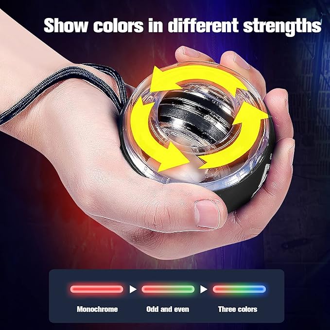 Wrist Trainer Ball Auto-Start Gyroscopic Forearm Exerciser Gyro Ball for Strengthen Arms, Fingers, Grip and Muscles