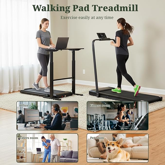 Walking Pad Treadmill, 3 in 1 Portable Under Desk Treadmills for Home Small Space, Quiet Compact Folding Treadmill with Remote Control, 320 LBS Capacity
