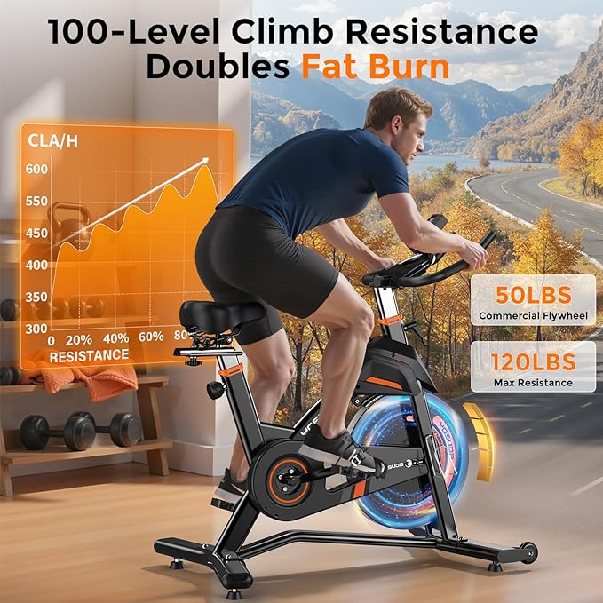 YOSUDA PRO Magnetic Exercise Bike 350 lbs Weight Capacity - Indoor Cycling Bike Stationary with Comfortable Seat Cushion, Silent Belt Drive 010C