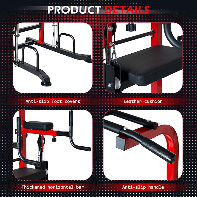 Dland Power Tower Dip Station Pull Up Bar Exercise Tower, Multifunctional Adjustable Height Training Equipment for Home Gym, Free Standing Assisted Fitness Workout Pullup Rack Station Machine