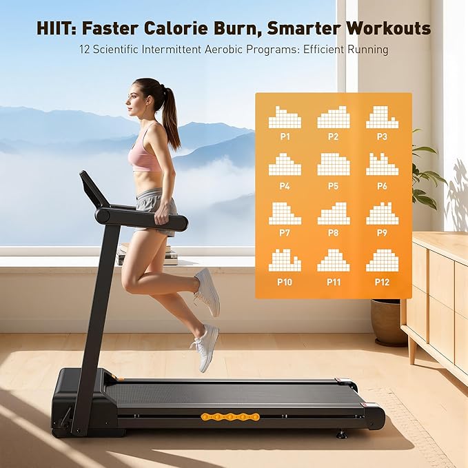 JAGJOG Treadmill for Home with Auto Incline, 3.5-4.5 HP Foldable Treadmill, 12 HIIT Programs,15"-18" Wide LED Touchscreen, Smart App & Heart Rate, 300-400LBS Capacity, Fully Assembly