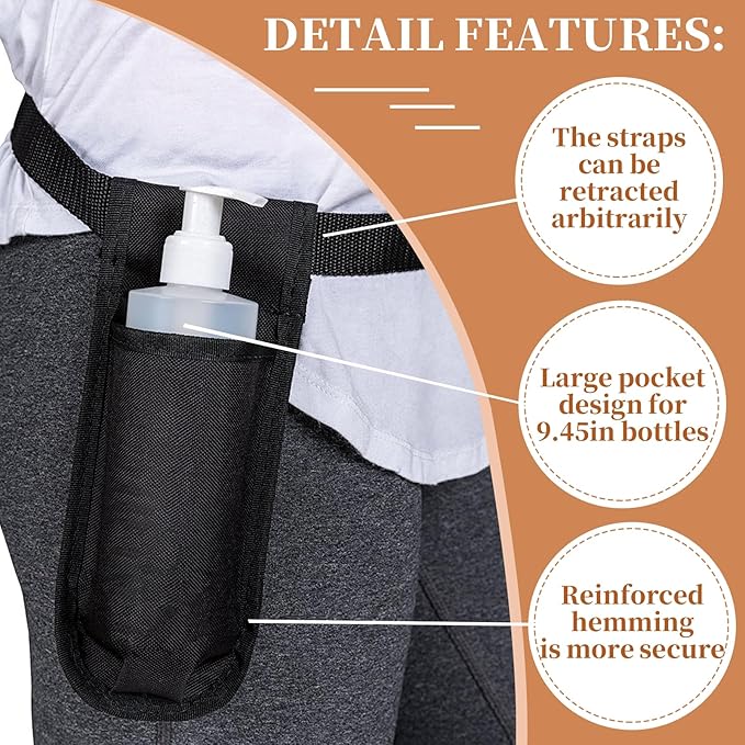 2 PCS Black Portable Massage Lotion Holster, Adjustable Massage Oil Bottle Belt