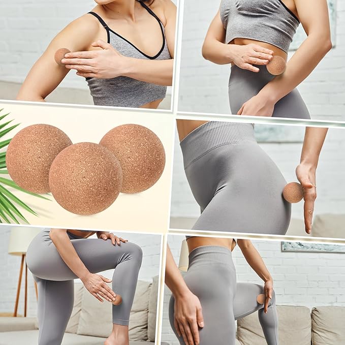 50 Pcs Cork Massage Ball 1.5 Inch Solid Hard Myofascial Release Yoga Ball for Back Foot Neck Pain Therapy Portable Tissue Muscle Release Tool for Home Office Travel