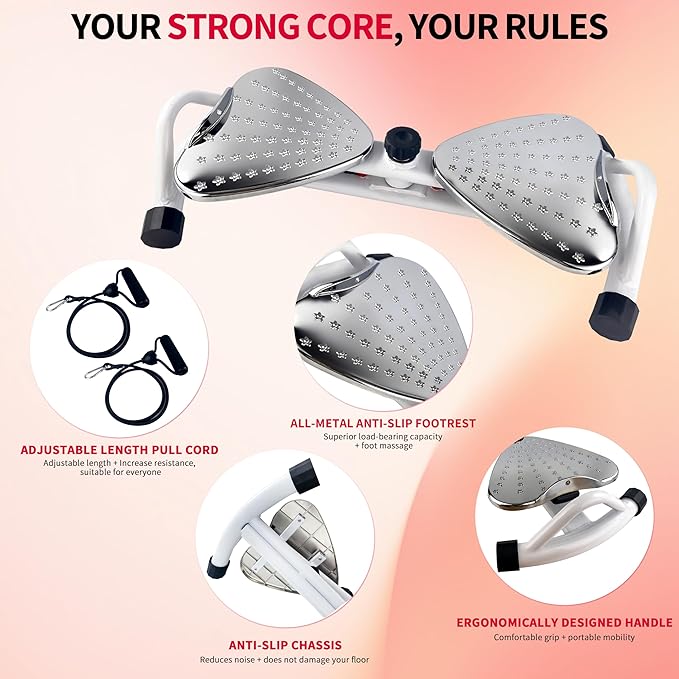 Waist Twister Ab Machine – Ab Twister Board for Exercise, Core & Waist Twisting Fitness Tool, Quiet Twist Exercise Machine with All-Metal Anti-Slip Footrest, 500 lbs Capacity, Home Gym Equipment