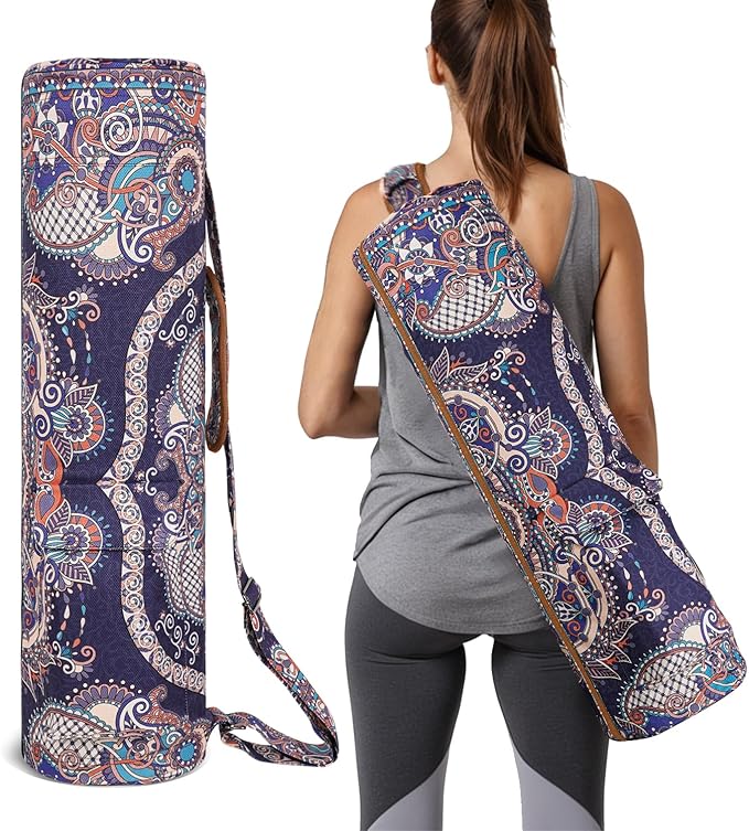 Yoga Mat Bag Full-Zipper Yoga Mat Carrier with Extra Wide Adjustable Strap 2 Multi-Functional Storage Cargo Pocket Stylish & Functional Yoga Bag Pilates Bag for Women & Men