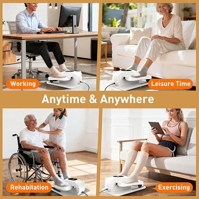 Under Desk Elliptical Exercise Machine, Electric Ellipse Leg Exerciser as Seen on TV, 15 Speeds Foot Exerciser While Sitting for Seniors, Portable Seated Pedal Exerciser for Home Office, Gifts