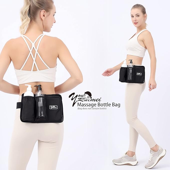 Massage Bottle Bag Massage Therapist Holster Massage Lotion Holster Massage Oil Holster（YR3KD-3KD-3 Black）