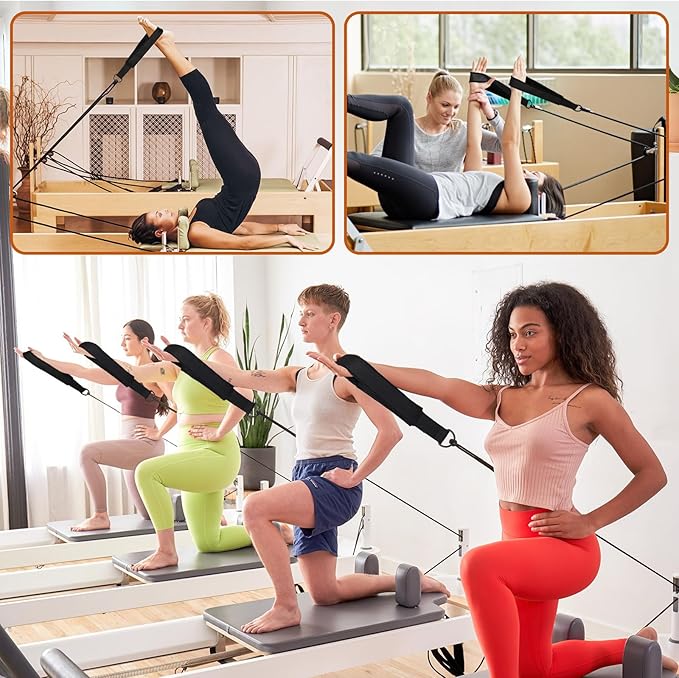 TOBWOLF Pilates Straps - Double Loop D-Ring Straps for Reformer, Padded, Home Gym Workout