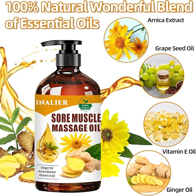 Sore Muscle Massage Oil,Gift for Husband Dad Boyfriend,Relaxing Massage Oil,Arnica Oil,Massages Oil for Massage Therapy,Gifts for Men and Women,Spa Gifts for Him Her