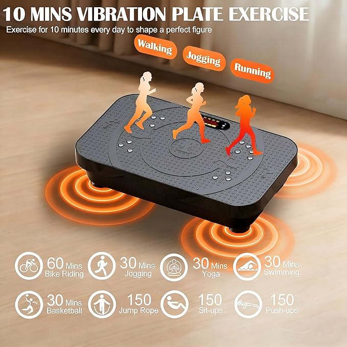 Vibration Plate Exercise Machine -Full Body Shaker with Auto Mode, Acupressure Massage & Silicone Pedal, for Lymphatic Drainage, Weight Loss & Fat Burning, Home Fitness Equipment for Woman & Men