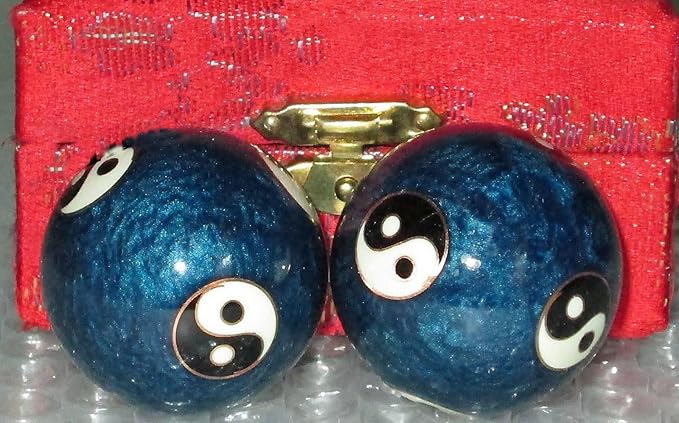 JapanBargain, Set of 2 Chinese Baoding Balls Hand Exercise Therapy Balls Stress Reliefe Balls, (Blue)