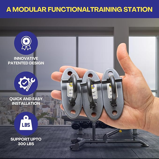 Anchor Gym Mini H1 (Set of 3) - Resistance Band Wall Anchors for Home Workouts | Wall Mount Anchor for Resistance Bands, Stretch Straps & Suspension Trainers
