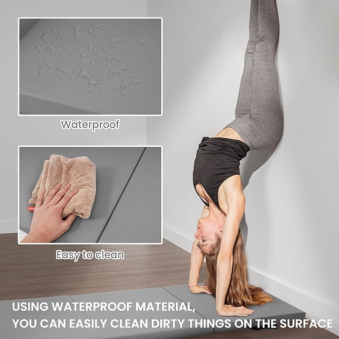 BalanceFrom 6x2 Feet 3-Panel Folding Gymnastics Mat – 2-Inch Thick Pad with Vinyl Surface and Carrying Handles for Tumbling, Yoga, Pilates, Home Workouts, and Martial Arts
