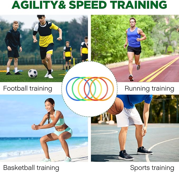Deekin 40 Pcs Agility Rings Speed and Agility Training Rings Exercise Speed Circle Jumping Hoops for Training Toss Equipment, 15"