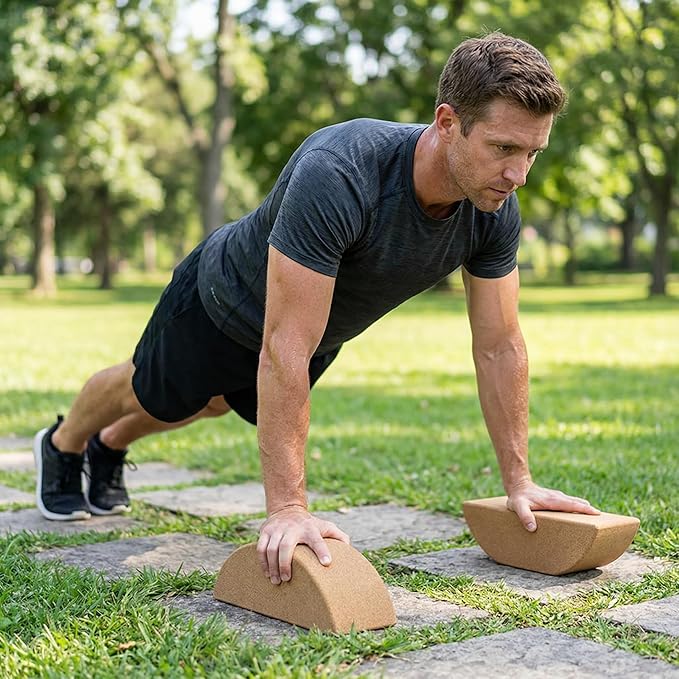 VOSAREA Cork Yoga Block - High Density Natural Support for Pilates, Hot Yoga & Meditation - Non Slip Pilates Bricks for Balance, Stretching & Strength - Durable Fitness Prop for Beginners & Pros