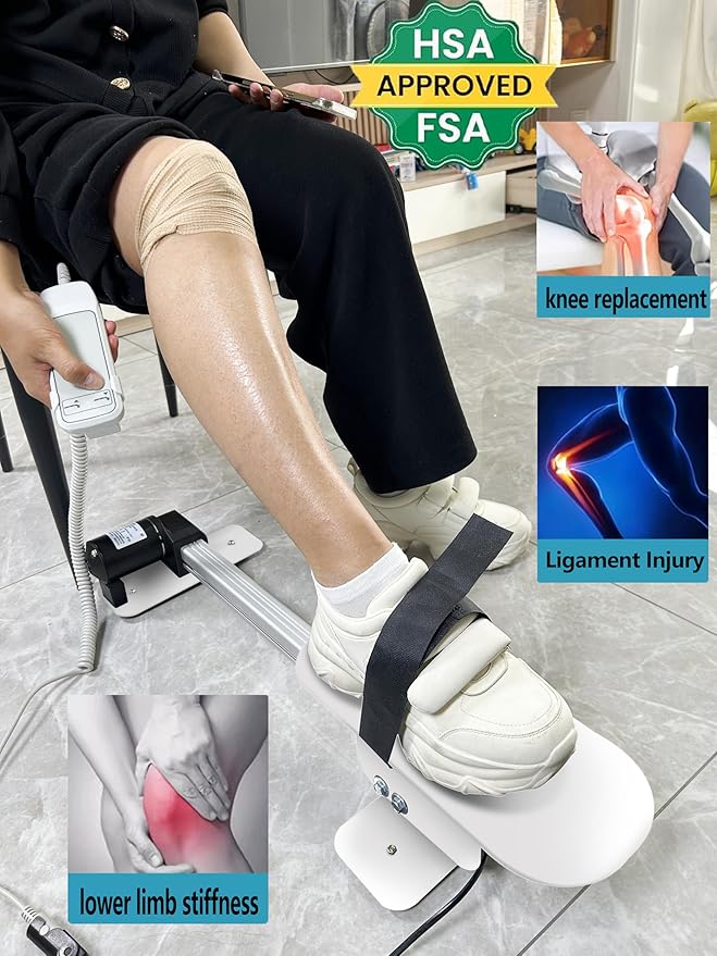 FSA/HSA Eligible Electric Knee Glide for Knee Replacement Recovery Aids Kit Knee Therapy Exercise Strengthening Equipment for PCL ACL MCL Knee Surgery Before and After White