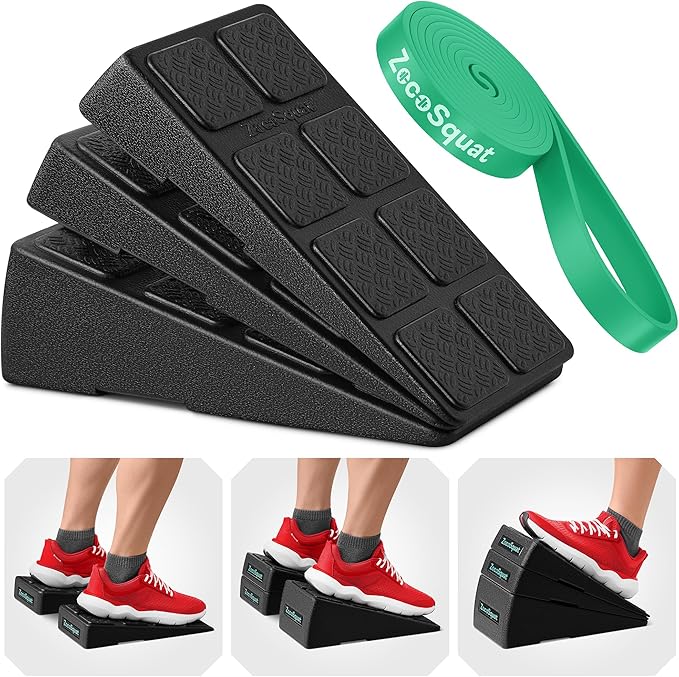 Squat Wedge Block Set of 3/5 - 960 LBS Capacity - Slant Board for Calf Stretching with 5 Stackable Angles - Calf Stretcher Slant Board - Workout Equipment - EPP Material for Exercise Equipment & Physical Therapy