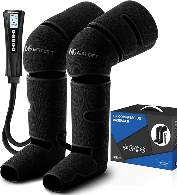 Mother's Day Gifts for Mom, Women, Dad, Men, Him, Her, Father's Day, Christmas, Air Compression Massager with Heat for Comprehensive Leg and Foot Therapy, Helpful for Varicose Veins, Cramps, Edema