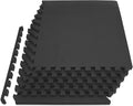 ProsourceFit Weaved Pattern Extra Thick Exercise Puzzle Mat ¾-inch, EVA Foam Interlocking Tiles for Protective, Cushioned Flooring for Home and Gym Equipment; Black, 24 SQ FT, 6 Tiles