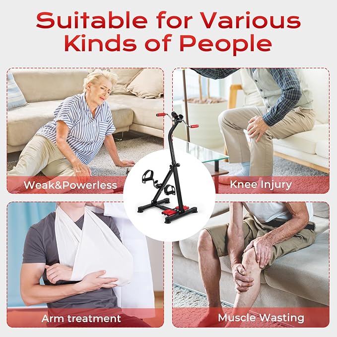 Adjustable Pedal Exerciser Bike for Seniors - Hand Arm Leg and Knee Therapy, Stroke Recovery, Portable Fitness Equipment for Total Body Workout - Great Gift for Elderly Rehab