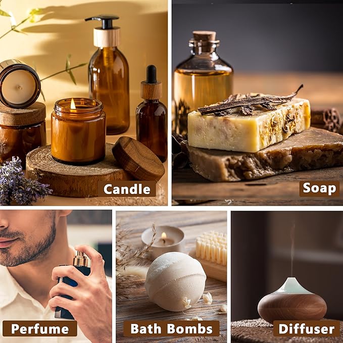 Sandalwood Essential Oil 100 ml, ESSLUX Large Single Wood Scented Oils 3.3 oz, Aromatherapy Oils for Diffuser, Candle Making, Soap, Perfume, Laundry