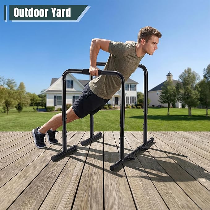 OLIXIS Dip Stands, Heavy Duty Pull Up Bar for Doorway, Adjustable Dip Bar Station Stabilizer Parallette Push Up Stand with Soft High-Density Foam Handles for Home, Gym, Patio, Office