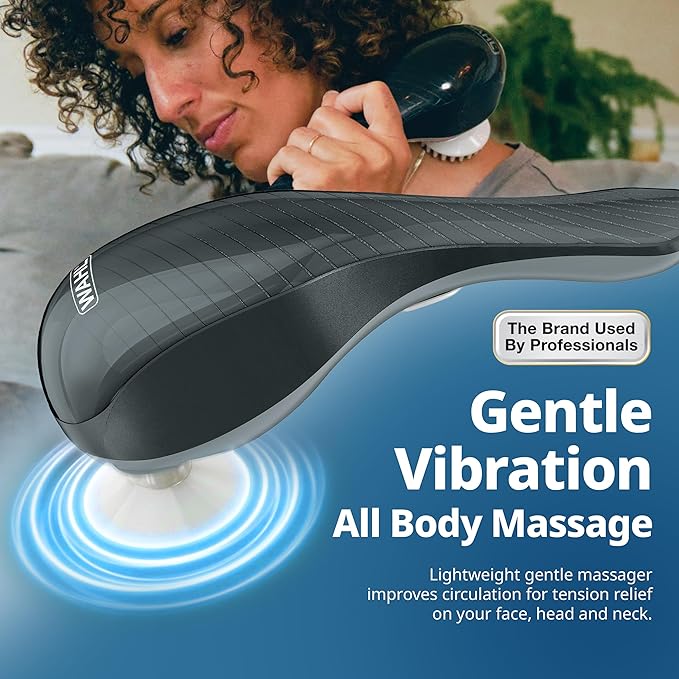 Wahl Soothing Vibration Corded Massager with 4 Attachment Heads, 2 Speed Massage Tool for Pressure & Pain Relief on The Face, Neck and Head, FSA Eligible, Model 4120-600