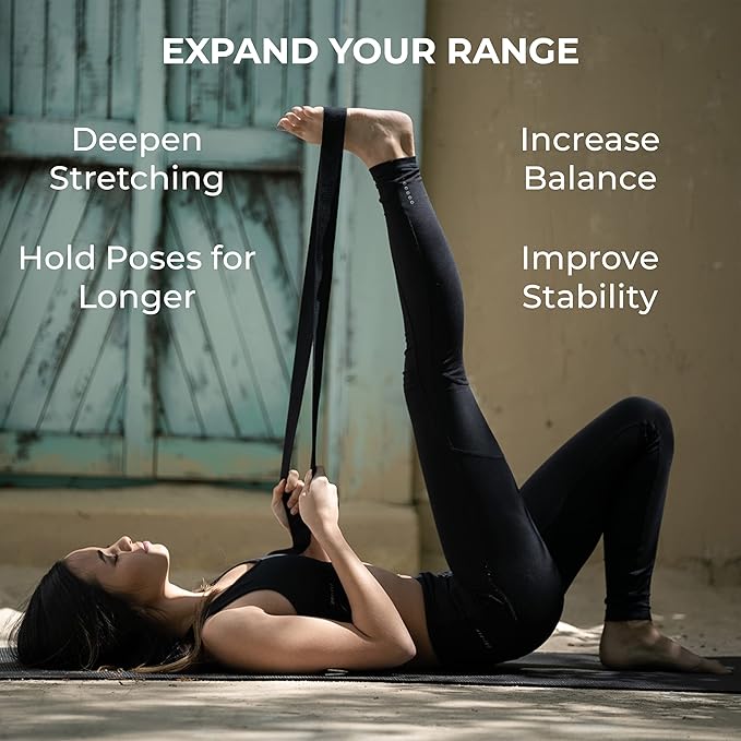 Sunshine Yoga 10-Pack Yoga Strap, 8-Foot Yoga Straps With Anti-Slip D-Ring Buckle, Adjustable Leg Stretching Strap, Exercise Stretch Strap for Muscle and Hamstring Stretch