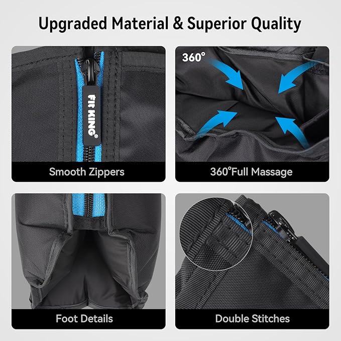 FIT KING Leg Massager, Upgraded Foot and Calf Massager with Air Compression Therapy, Sequential Compression Device Massage Boots for Circulation, Edema, RLS, Pain Relief - 3 Timer Options