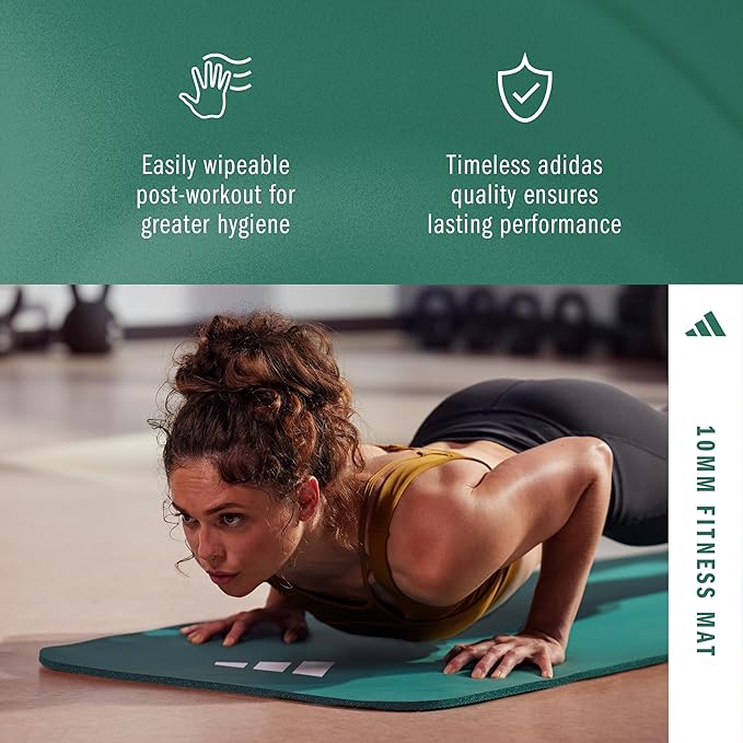 adidas Fitness Mat - Lightweight - Non Slip Yoga Mat, 7mm or 10mm