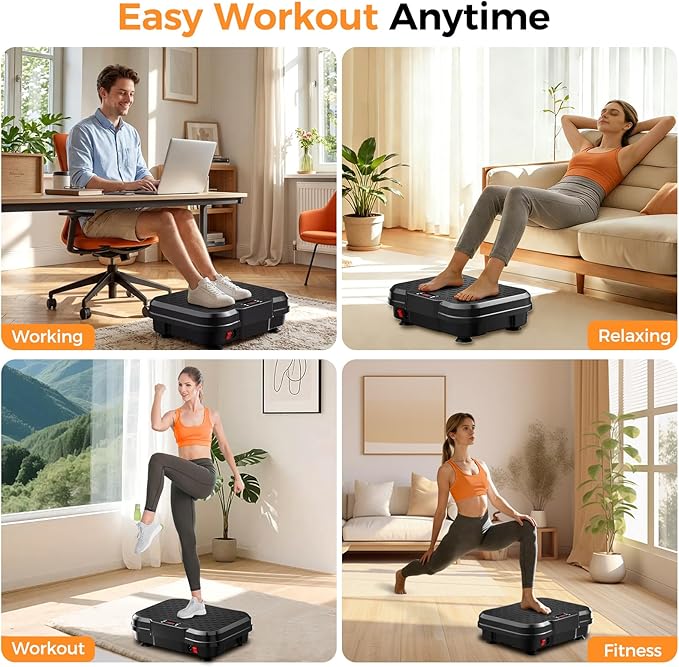 Vibration Plate Exercise Machine, Vibrating Platform for Lymphatic Drainage Weight Loss, 250 Speeds Full Body Workout Vibrated Plates Fitness Platform for Home Women Men