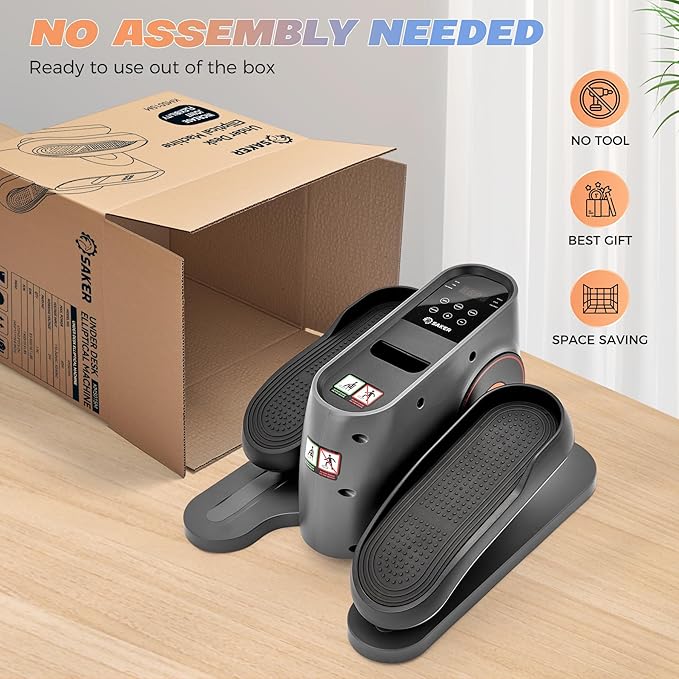 Saker Under Desk Elliptical Machine, Electric Seated Pedal Exerciser, Mini Ellipse Leg Exerciser with Display Monitor, Remote Control, Elliptical Machine for The Old and Young Leg Ercise