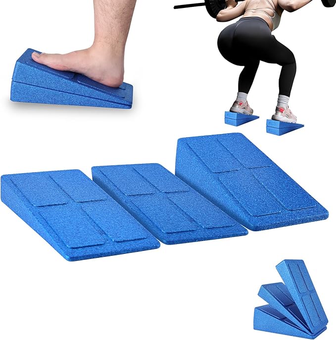Slant Board Squat Wedge for Calf Stretching，3 Pcs 12" x 6.3" Foot Stretcher Balance Board for Plantar Fasciitis, Adjustable Foam Slant Board Wedge Great for Exercises